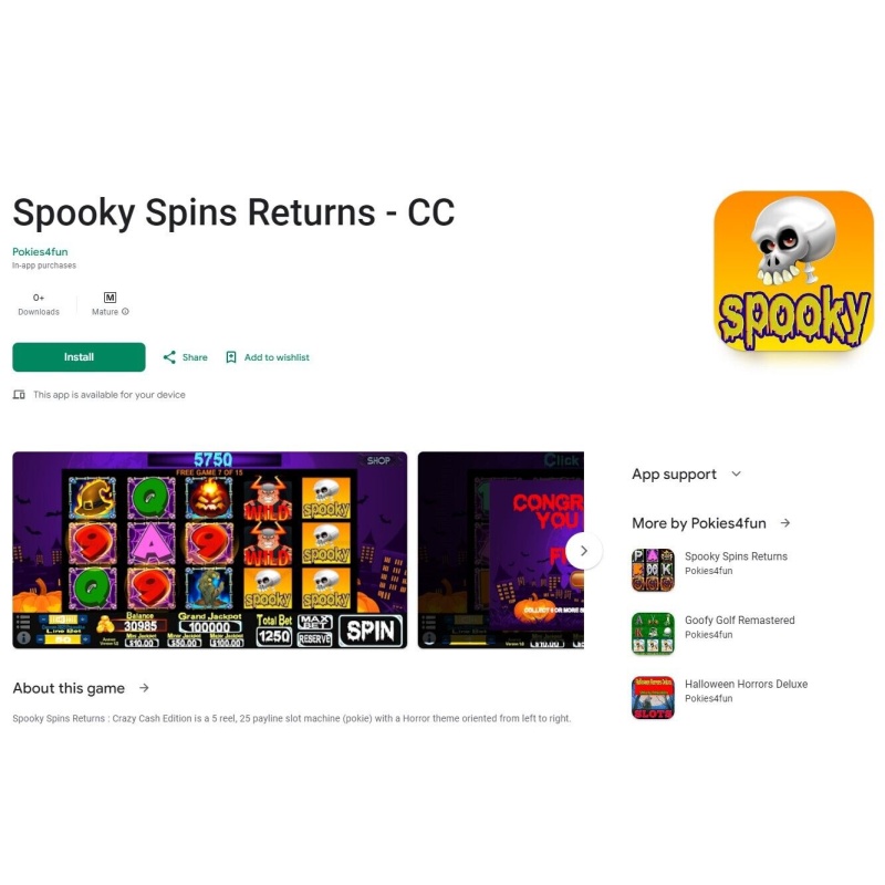 Pokies4fun - Spooky Spins Returns - Crazy Cash Edition - Slots Arcade Poker