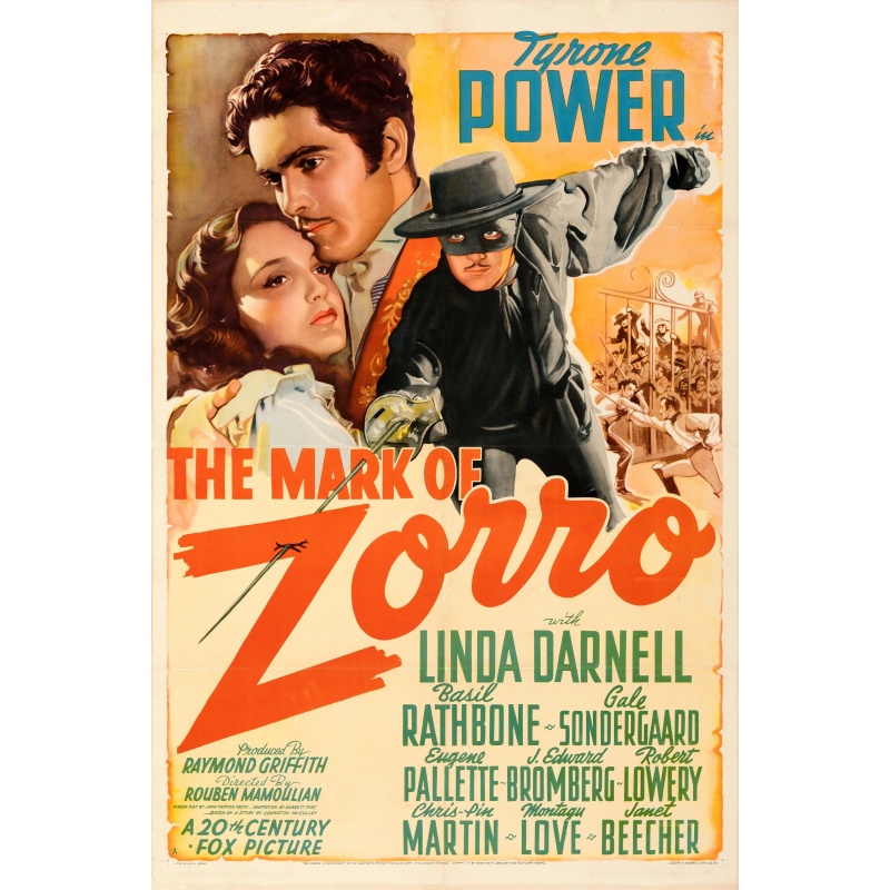 The Mark of Zorro 1940   Tyrone Power, Linda Darnell, Basil Rathbone,