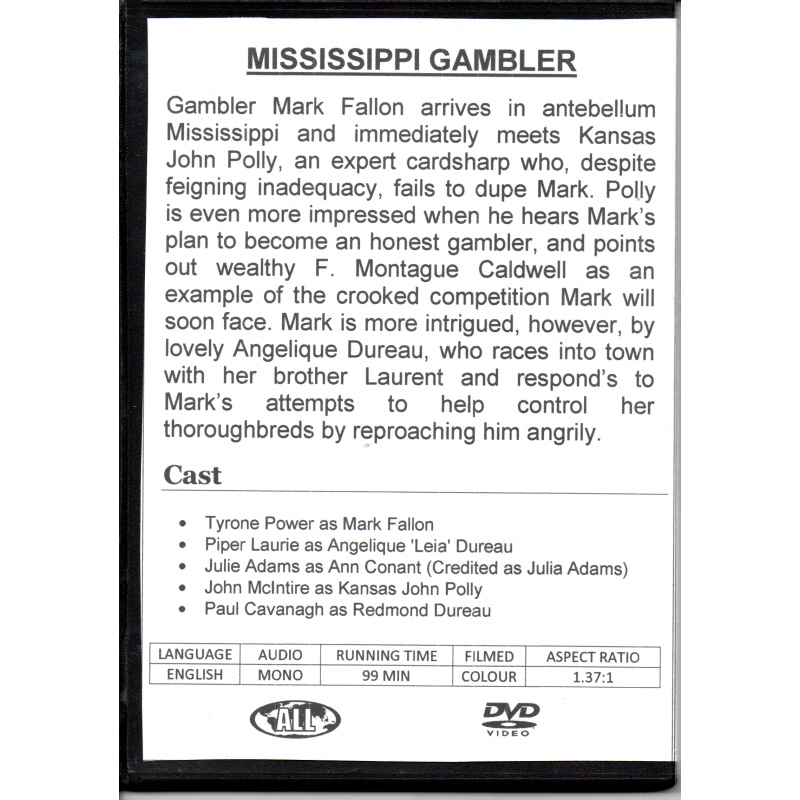 MISSISSIPPI GAMBLER - TYRONE POWELL & JULIA ADAMS  ALL  REGION DVD