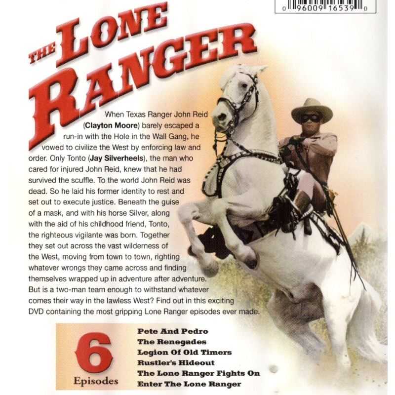 Lone Ranger Vol 1 - 6 Episodes - Clayton Moore - Jay Silverheels - DVD (All Region)